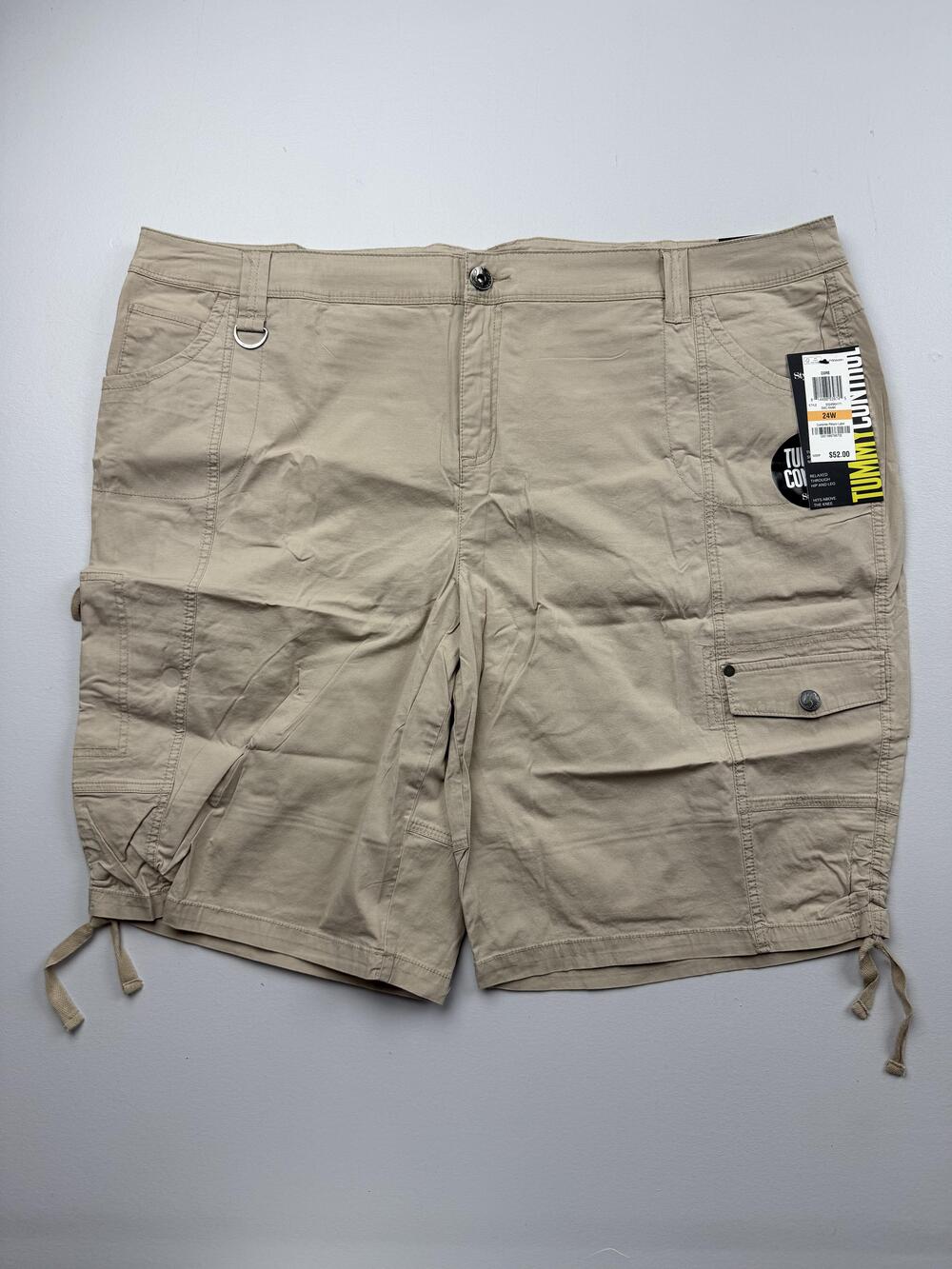 Style & Co Bermuda Shorts Womens 24W Beige Twill Tummy Control Cargo Summer